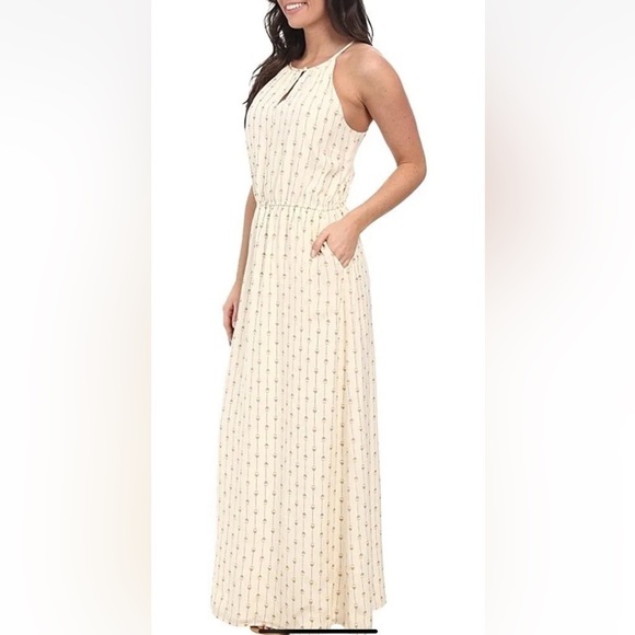 Lucky Brand NWT Small Silk Print Halter Maxi Dress Keyhole Lightweight Summer - Picture 2 of 13